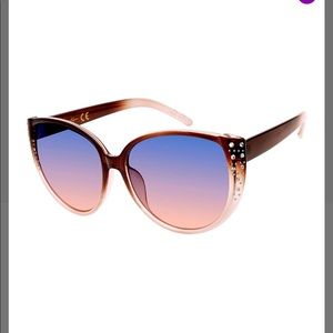 Jessica Simpson Brown and Nude Studded Round Sunglasses